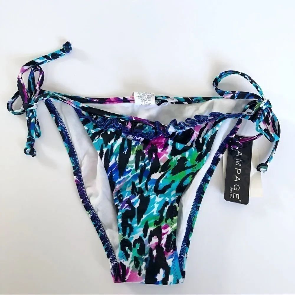 Rampage bikini bottoms ruffle leopard new